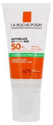 La Roche-Posay Anthelios Crème Solaire en Gel-Crème Anti-Brillance Visage Spf50+ Avec Parfum 50 ml