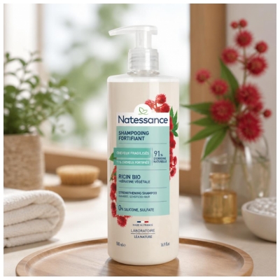 Natessance Shampoing Fortifiant Ricin + Kératine Végétale 500 ml