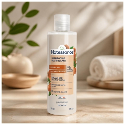 Natessance Shampoing Nourrissant Argan Bio & Kératine Végétale 250 ml