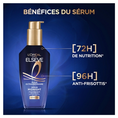 L'Oréal Paris Elseve Huile Extraordinaire Midnight Sérum Cheveux Secs 100 ml