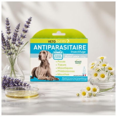 Vetoform Antiparasitaire Insectifuge Grand Chien 3 Unités