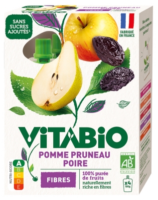 Vitabio Pomme Poire Pruneau Bio 4 Gourdes de 100 g