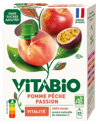 Vitabio Pomme Passion Pêche Bio 4 Gourdes de 100 g