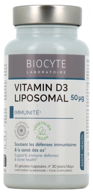 Biocyte Longevity Vitamin D3 Liposomal 50 µg Immunité 30 Gélules