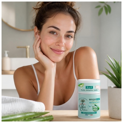 Le Petit Olivier Masque 3en1 à L'Aloe Vera & Thé Vert Peaux Normales à Mixtes 50 g 
