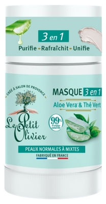 Le Petit Olivier Masque 3en1 à L'Aloe Vera & Thé Vert Peaux Normales à Mixtes 50 g 