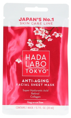 Hada Labo Tokyo Masque en Tissus Anti-Âge Visage à l'Acide Hyaluronique 20 ml