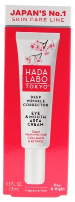 Hada Labo Tokyo Crème Contour des Yeux et Lèvres Anti-Âge Jour et Nuit 15 ml