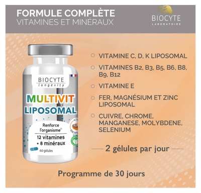 Biocyte Longevity Multivit Liposomal 60 Unités