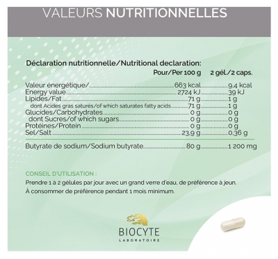 Biocyte Longevity Colon Restore - Côlon Irritable - 30 Gélules