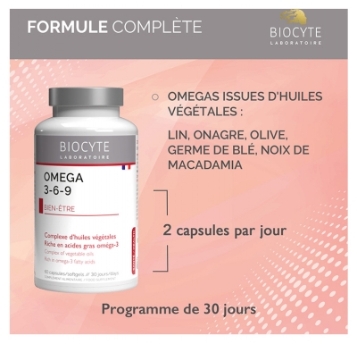 Biocyte Longevity Oméga 3 - 6 - 9 - Bien-Être - 60 Capsules