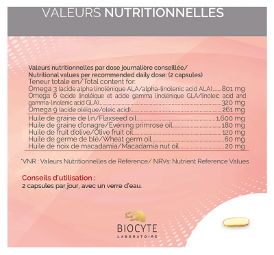 Biocyte Longevity Oméga 3 - 6 - 9 - Bien-Être - 60 Capsules