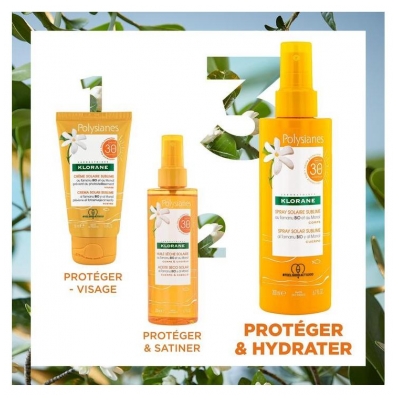 Klorane Solaire - Spray Solaire Sublime SPF 30 au Tamanu Bio et au Monoï - Corps 200 ml