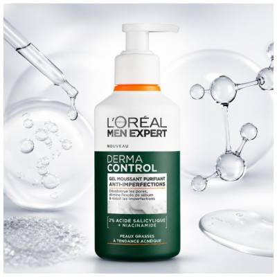 L'Oréal Paris Men Expert Derma Control Gel Moussant Anti-Imperfections Purifiant 260 ml