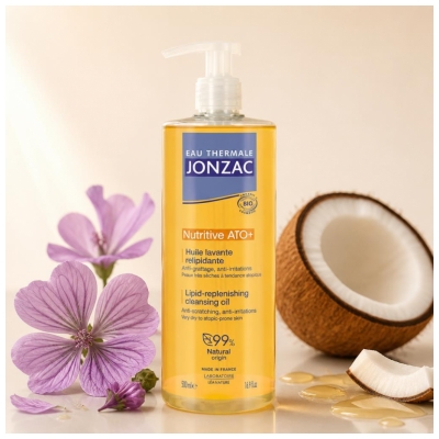 Eau Thermale Jonzac Nutritive ATO+ Huile Lavante Relipidante Anti-Grattage Bio 500 ml