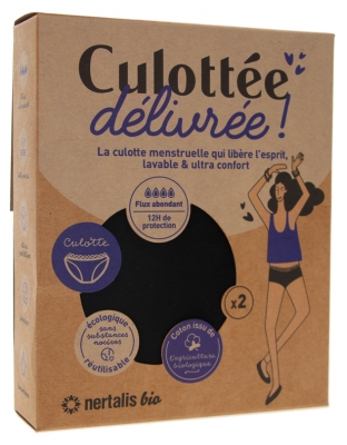 Nertalis Bio Culotte Menstruelle Noire Flux Abondant 2 Culottes - Taille : L - 40/42