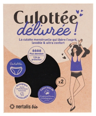 Nertalis Bio Culotte Menstruelle Noire Flux Abondant 2 Culottes