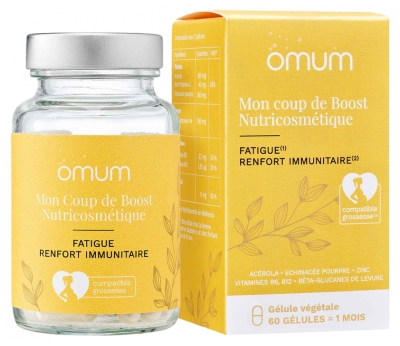 Omum Mon Coup de Boost Nutricosmétique : Complément Alimentaire Renfort du Système Immunitaire et Fatigue - 60 Gélules