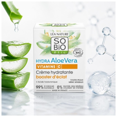 Léa Nature SO BIO étic Hydra Aloe Vera Crème Hydratante Booster d'Éclat 50 ml