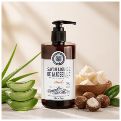 Authentine Savon Liquide de Marseille Multiusage Corps & Mains Amande Bio 1 Litre