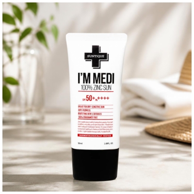 Suntique I'm Medi 100% Zinc Sun Crème Solaire Visage SPF50+ 50 ML