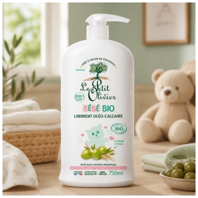 Le Petit Olivier Bébé Liniment Oléo-Calcaire à l'Huile d'Olive Dès la Naissance Bio 750 ml