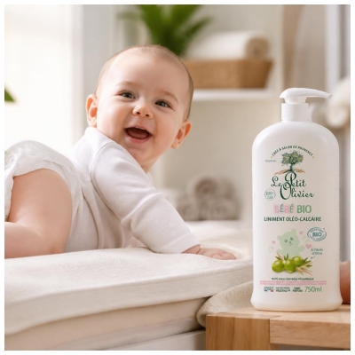 Le Petit Olivier Bébé Liniment Oléo-Calcaire à l'Huile d'Olive Dès la Naissance Bio 750 ml