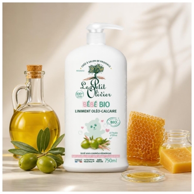Le Petit Olivier Bébé Liniment Oléo-Calcaire à l'Huile d'Olive Dès la Naissance Bio 750 ml