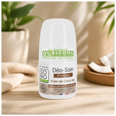 Léa Nature SO BIO étic Déo-Soin Huile 24H Huile de Coco Roll-On Biologique 50 ML