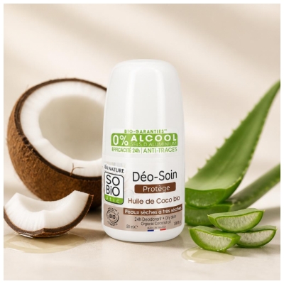 Léa Nature SO BIO étic Déo-Soin Huile 24H Huile de Coco Roll-On Biologique 50 ML