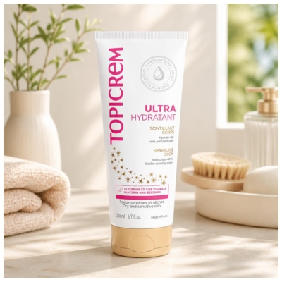 Topicrem Ultra-Hydratant Scintillant Corps Peaux Sensibles et Sèches 200 ml