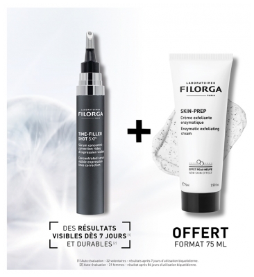 Filorga TIME-FILLER SHOT 5 XP Sérum Concentré Rides d'Expression 15 ml + SKIN-PREP Crème Exfoliante Enzymatique de 75 ml OFFERTE