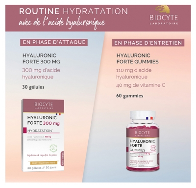 Biocyte Hyaluronic Forte Gummies - Hydrate et Repulpe la Peau - 60 Unités