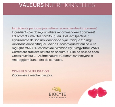 Biocyte Hyaluronic Forte Gummies - Hydrate et Repulpe la Peau - 60 Unités