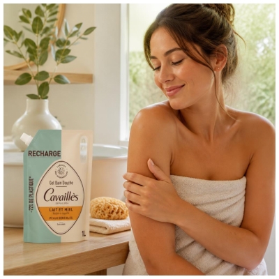 Cavaillès Gel Bain et Douche Lait et Miel Éco-Recharge 1 L