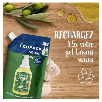 Le Petit Marseillais Gel Lavant Mains Pur Savon & Huile d'Olive Eco Recharge 500 ML