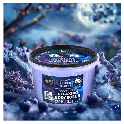 Organic Shop Moonlight Gommage Corps Relaxant Lavande Myrtille Melatonine 250 ml