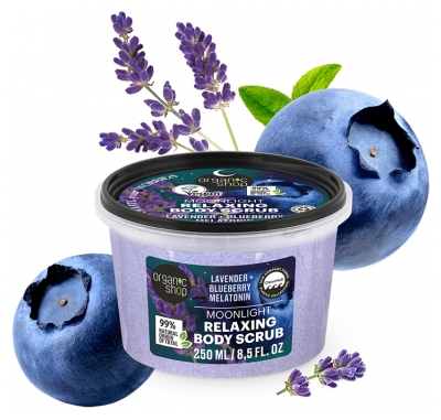 Organic Shop Moonlight Gommage Corps Relaxant Lavande Myrtille Melatonine 250 ml