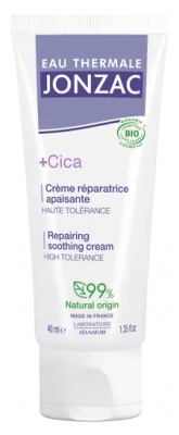 Eau Thermale Jonzac +Cica Crème Réparatrice Apaisante Peaux Irritées Fragilisées Abîmées Bio 40 ml