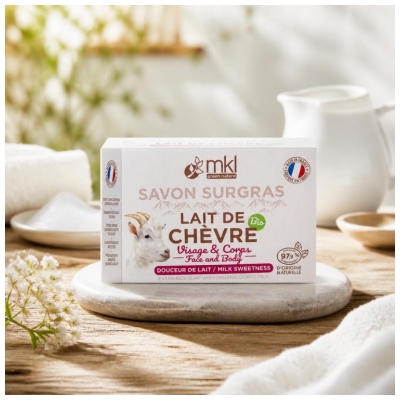 MKL Green Nature Lait de Chèvre Bio Savon Surgras Douceur de Lait Visage et Corps 100 g