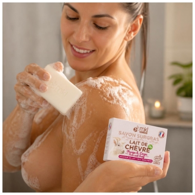 MKL Green Nature Lait de Chèvre Bio Savon Surgras Douceur de Lait Visage et Corps 100 g