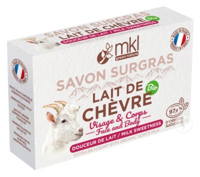 MKL Green Nature Lait de Chèvre Bio Savon Surgras Douceur de Lait Visage et Corps 100 g