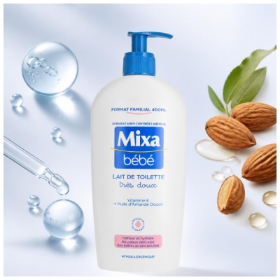 Mixa Bébé Lait de Toilette Hypoallergénique Très Doux 400 ml