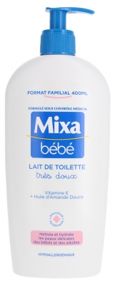 Mixa Bébé Lait de Toilette Hypoallergénique Très Doux 400 ml