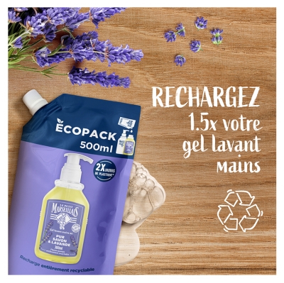 Le Petit Marseillais Gel Lavant Mains Pur Savon & Lavande Eco Recharge 500 ML