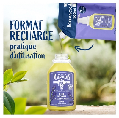 Le Petit Marseillais Gel Lavant Mains Pur Savon & Lavande Eco Recharge 500 ML