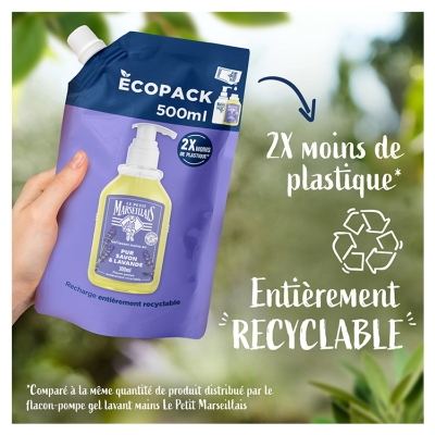 Le Petit Marseillais Gel Lavant Mains Pur Savon & Lavande Eco Recharge 500 ML
