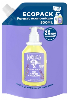 Le Petit Marseillais Gel Lavant Mains Pur Savon & Lavande Eco Recharge 500 ML