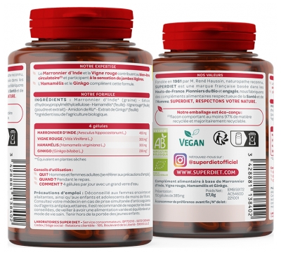 Super Diet Superdiet Quatuor Vigne Rouge Circulation Bio 150 Gélules