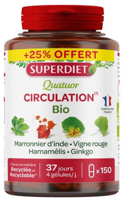 Super Diet Superdiet Quatuor Vigne Rouge Circulation Bio 150 Gélules